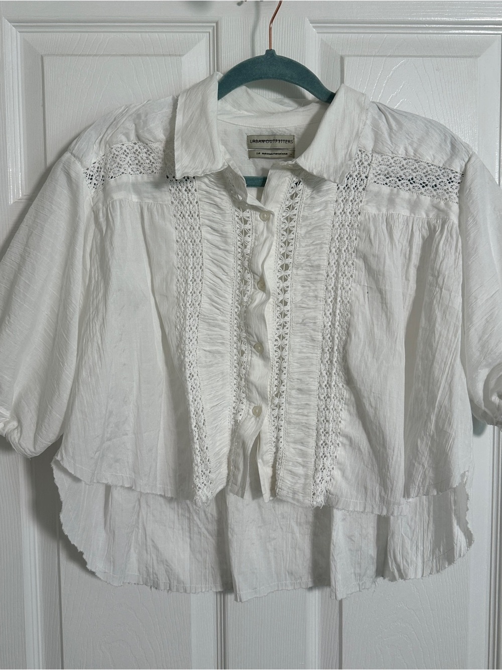 Urban Outfitters White Lace-Trim Boho Peasant Blouse
